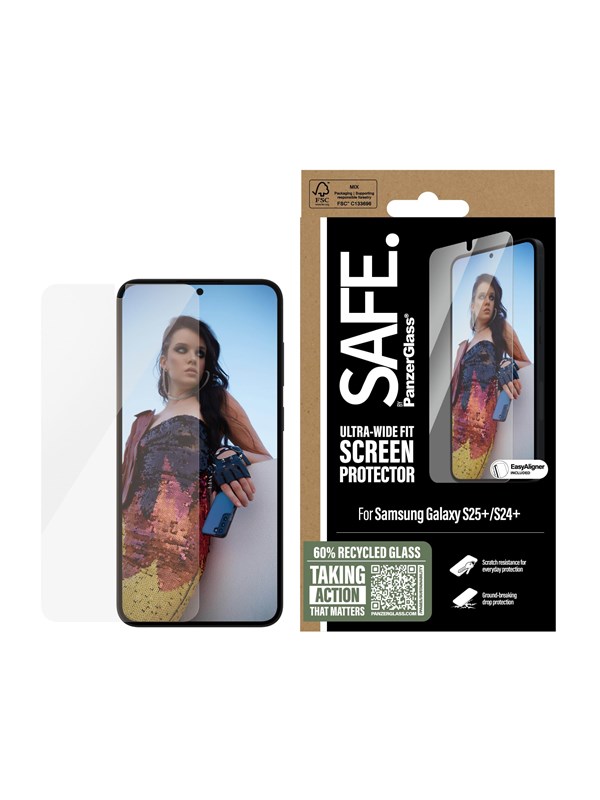 SAFE by PanzerGlass Screen Protector Samsung Galaxy S25+ | Ultra-Wide Fit w. Aligner