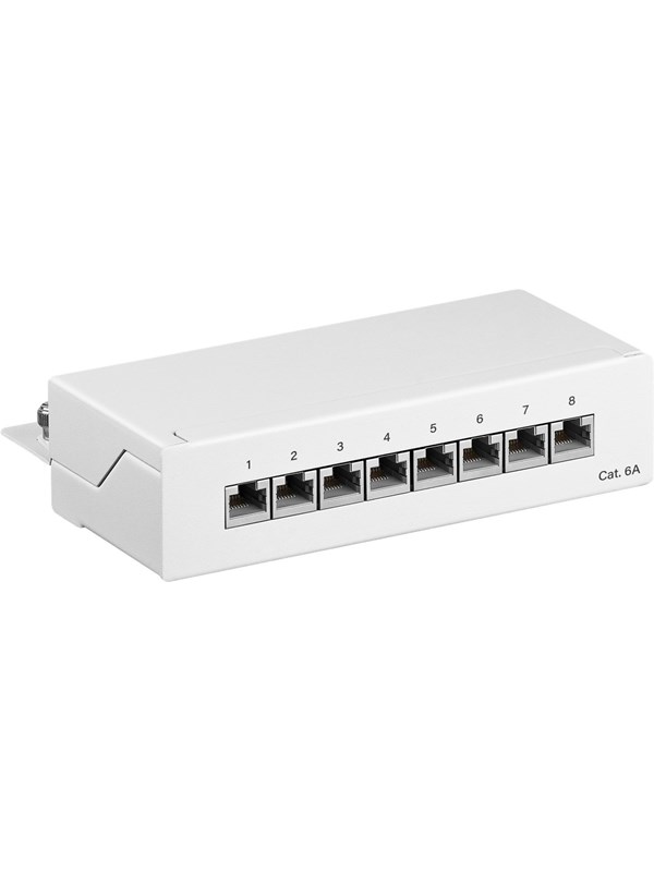 Pro CAT 6a Mini/Desktop Patch - 8 Port - Hvit