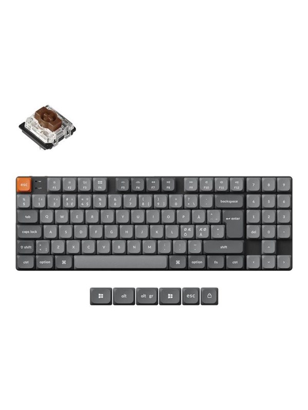 Keychron K13 Max QMK Wireless RGB Hot Swap Low Profile Brown - Gamingtastatur - Uten numpad - Nordisk - Svart