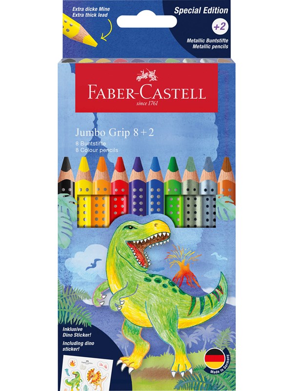 Faber-Castell CP Jumbo Grip dino 8+2 cardboard wallet