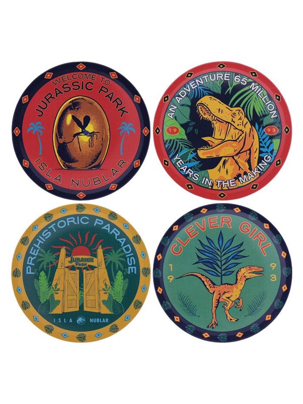 FaNaTtik - Jurassic Park Set of 4 Printed Metal Drinks Coasters - Karusell