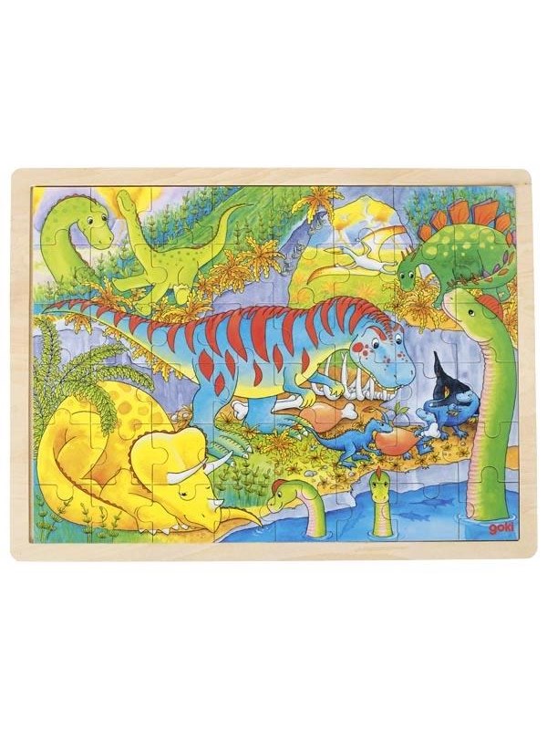 Goki Wooden Jigsaw Puzzle - Dinosaurs 48pcs. Tre