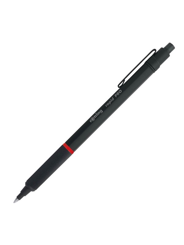 Rotring Rapid Pro Retractable Ballpoint Technical Drawing Pen | Medium Point | Blue Ink | Black Full-Metal Body