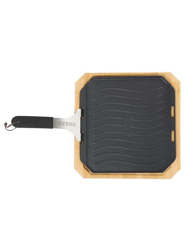 cozze ® vendbar støpejernspanne med bordskåner 330 x 330 mm.