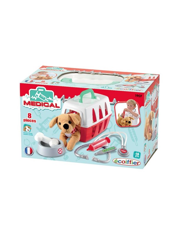 Ecoiffier Dog in travel basket