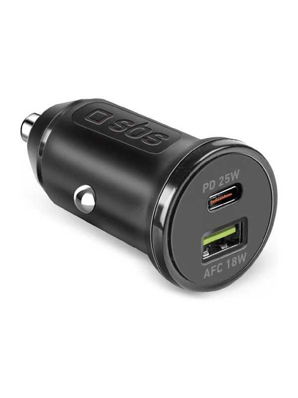 SBS 25W car charger - Ultra-fast charging with Power Delivery (PD) - Black