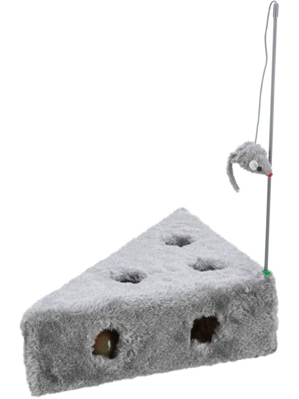 Trixie Cat's Cheese with playing rod & toy balls plush 36 × 8 × 26/26 cm grey