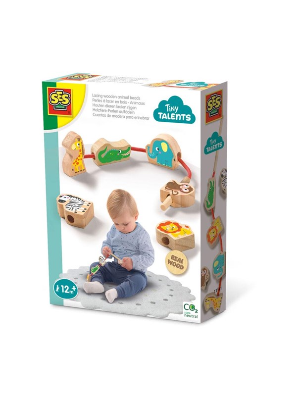 SES Creative Tiny Talents Wooden Lacing Beads Animals
