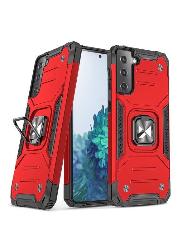 Wozinsky Ring Armor Armored Hybrid Case Cover + Magnetic Holder for Samsung Galaxy S22+ (S22 Plus) red