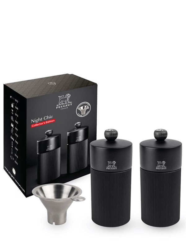 Peugeot Duo Line MP+MS 12cm matt black+funnel in stainless steel