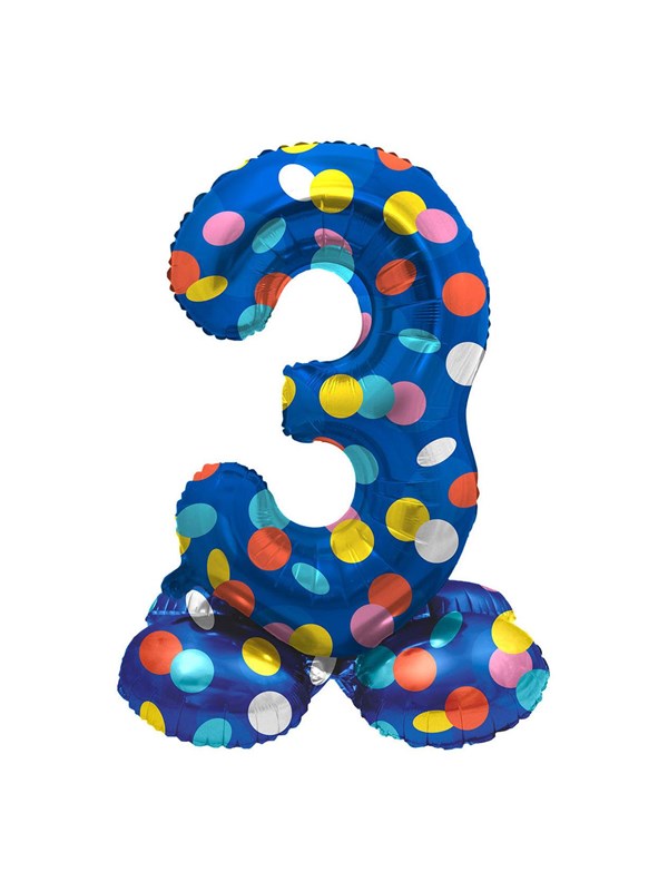 Folat BV - Standing Foil Balloon Colorful Dots Number 3 - 72cm