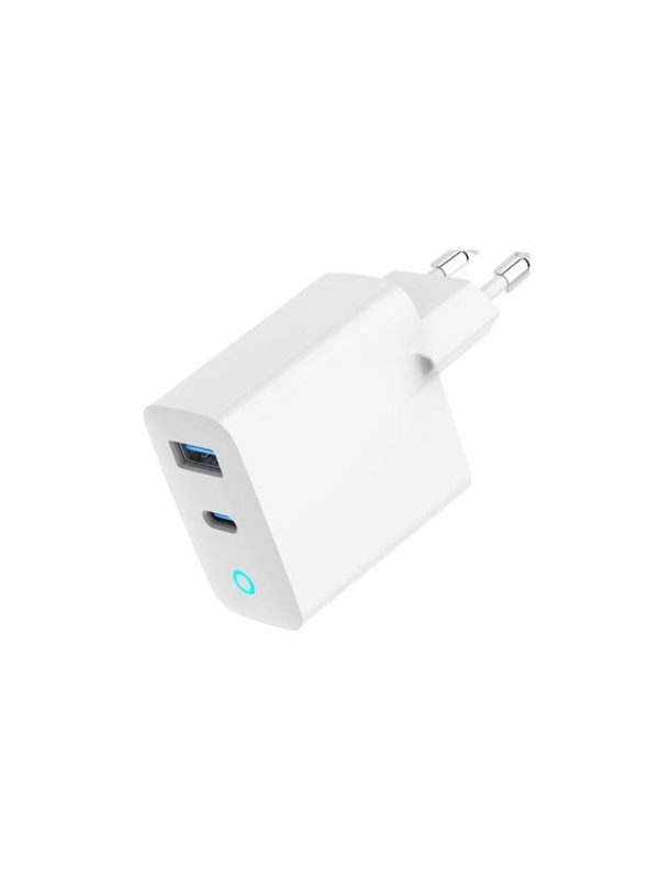 Gembird Universal GaN USB charger with LED QC 3.0 & PD 30W 2-port - White