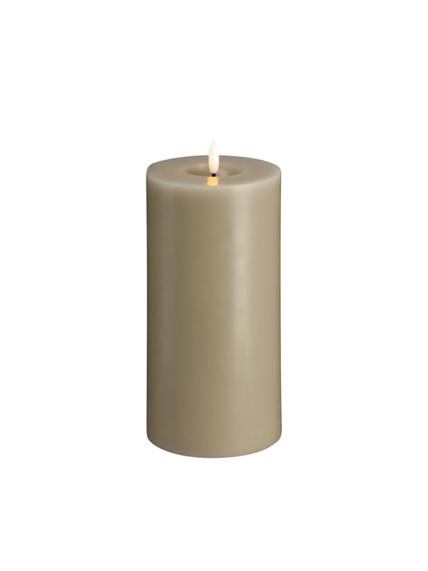 Moods & More LED pillar candle - Melted Kit grey - 99x200 mm
