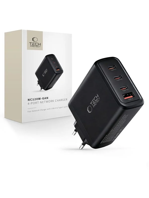 Tech-Protect NC120W-GAN 4-Ports 120W AC Charger - Black