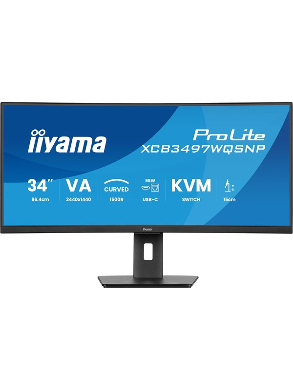 34" iiyama ProLite XCB3497WQSNP-B1 - 3440x1440 (UWQHD) - 120Hz - VA - 95W USB-C - KVM switch