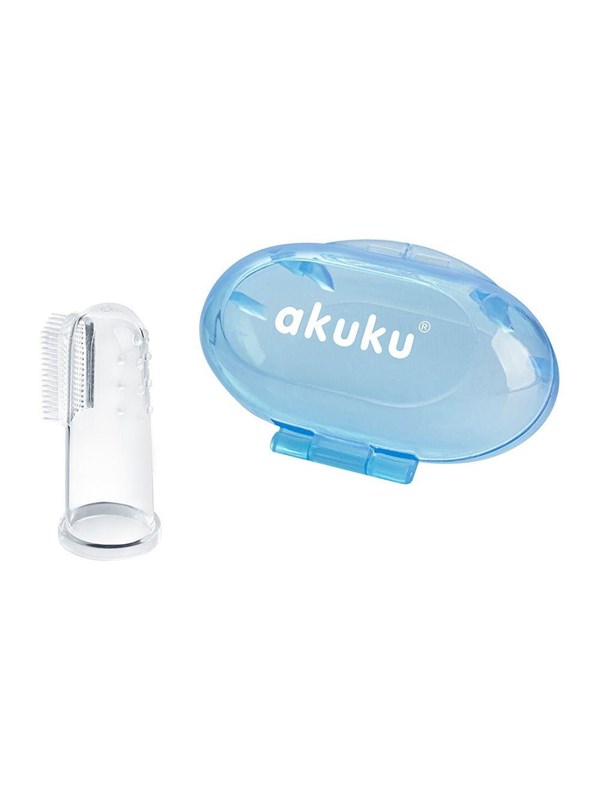 Akuku Silicone toothbrush and gums massager in case BLUE