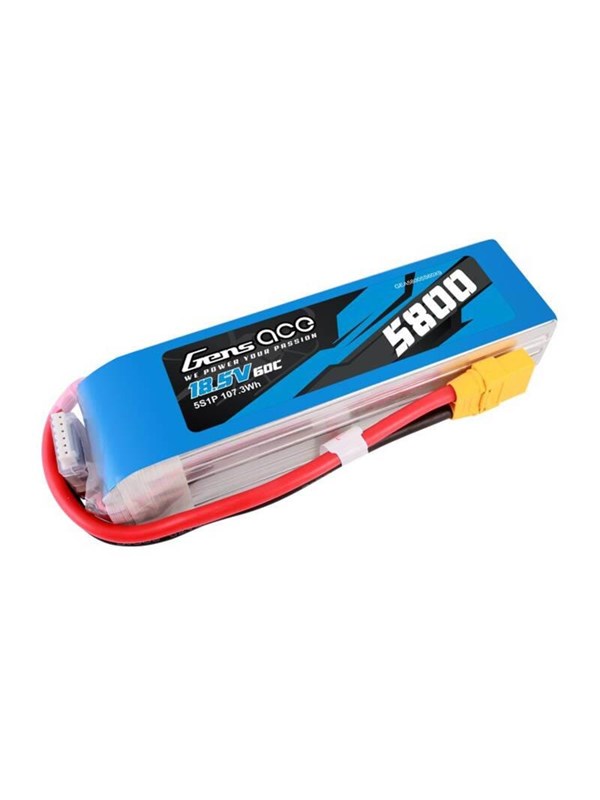 Gens ace &Tattu 5800mAh 60C 18.5V 5S1P Lipo Battery Pack with XT90 plug