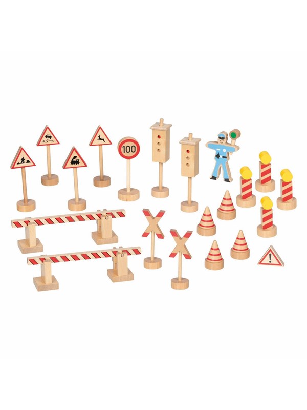Goki Wooden Traffic Signs Set - 21pcs.