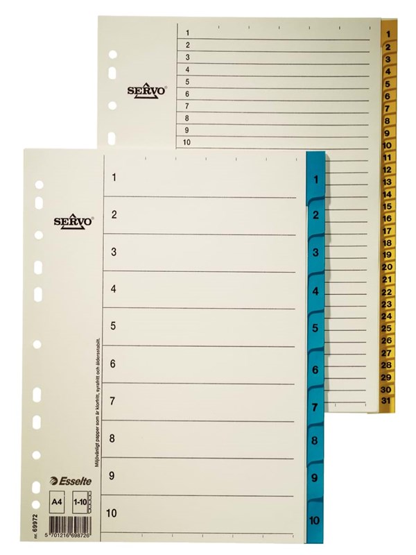 Esselte Register  Mylar A4 A-Å Flerfarg.