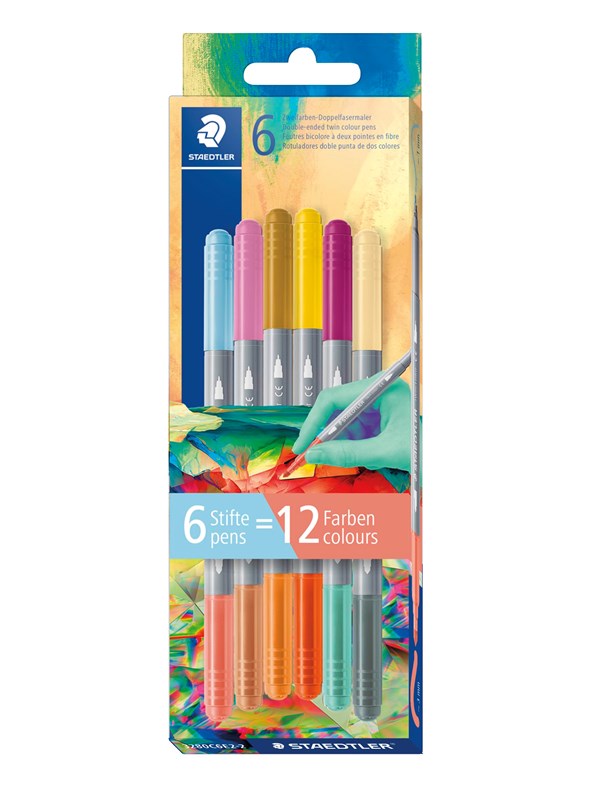 Staedtler Fibre tip pen 2tips twin color 6pc