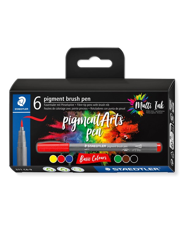 Staedtler pigment brush pen Basic Colour 6pcs