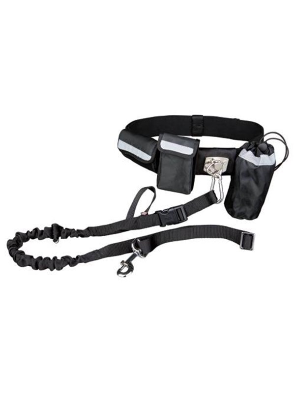 Trixie Waist belt with leash belt: 60-120 cm/40 mm  leash: 1.00-1.35 m/25 mm black/graphite