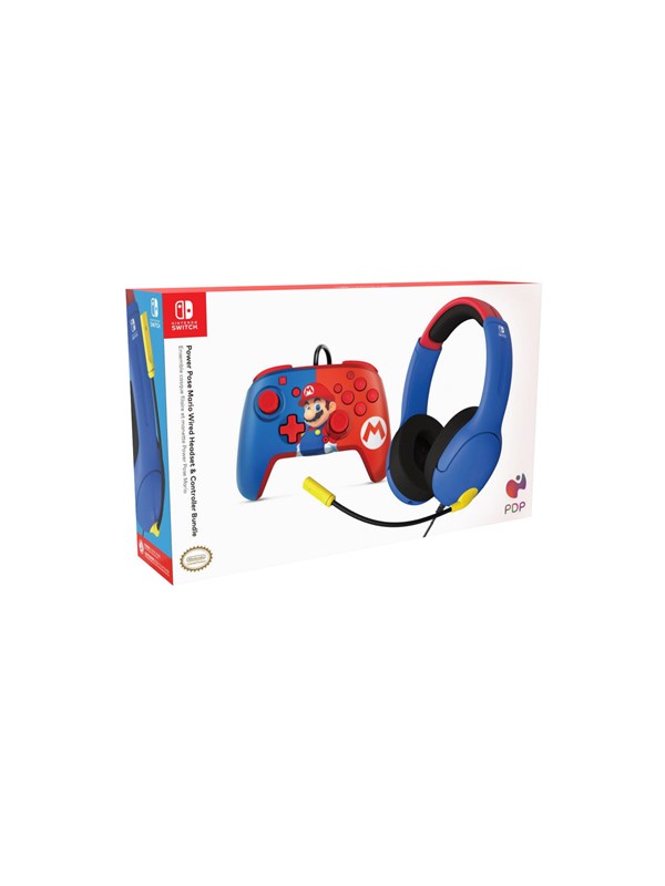 PDP Power Pose Mario Wired Headset & Controller Bundle - Wired Controller - Nintendo Switch