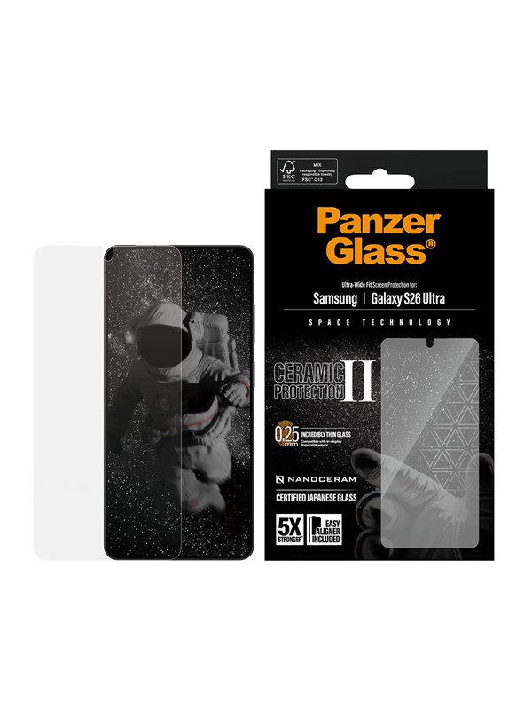 PanzerGlass Ceramic Screen Protector Samsung Galaxy S26 Ultra | Ultra-Wide Fit w. EasyAligner