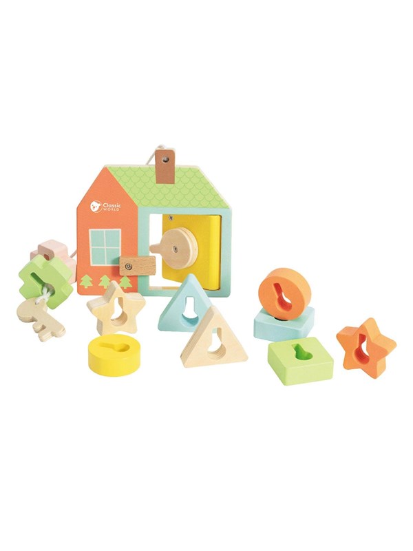 Classic World Wooden Lock Opening Shape Game 11 pcs.