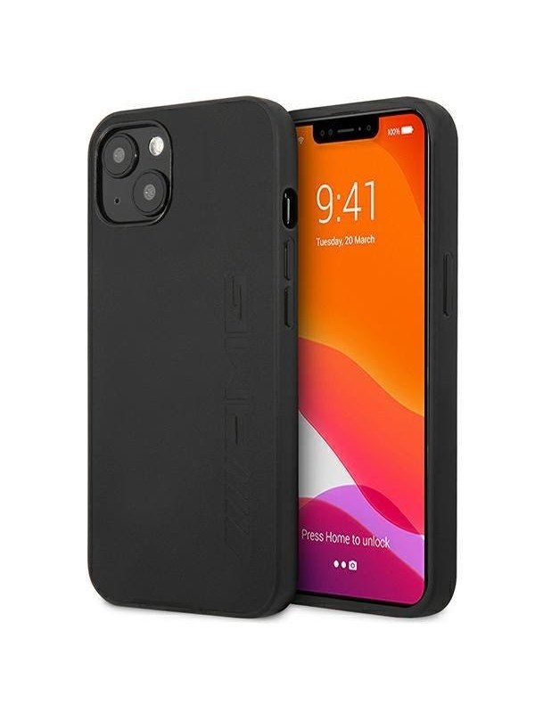 Mercedes AMG Leather Hot Stamped Case for iPhone 14 - Black