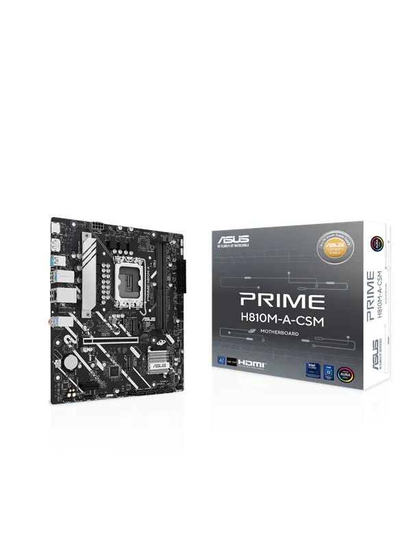 ASUS PRIME H810M-A-CSM Hovedkort - Intel H810 - Intel LGA1851 socket - DDR5 RAM - Micro-ATX