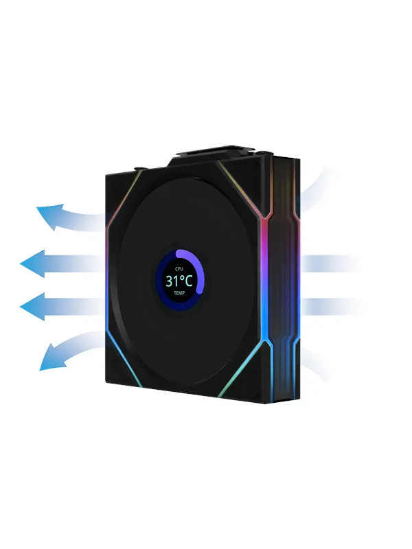 Lian Li UNI FAN TL Wireless LCD Reverse - Kabinettvifte - 120mm - Svart med RGB LED-lys - 33 dBA
