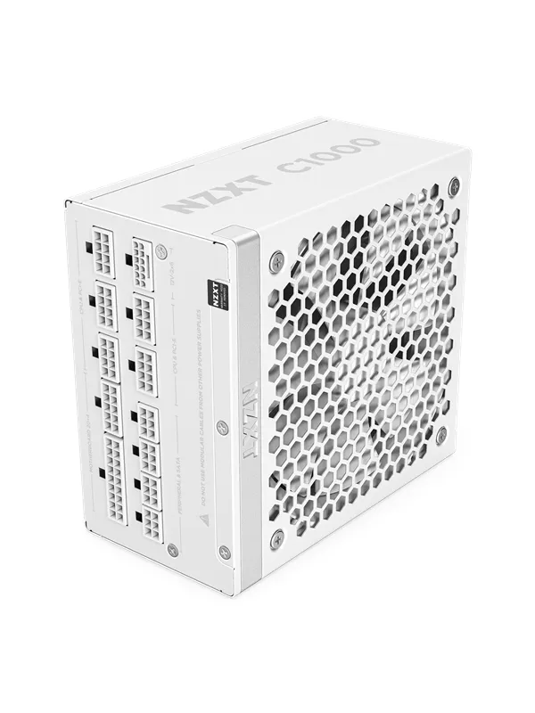 NZXT C-Series C1000 (2024) White Strømforsyning (PSU) - 1000 Watt - 135 mm - ATX 3.1 - 80 Plus Gold sertifisert