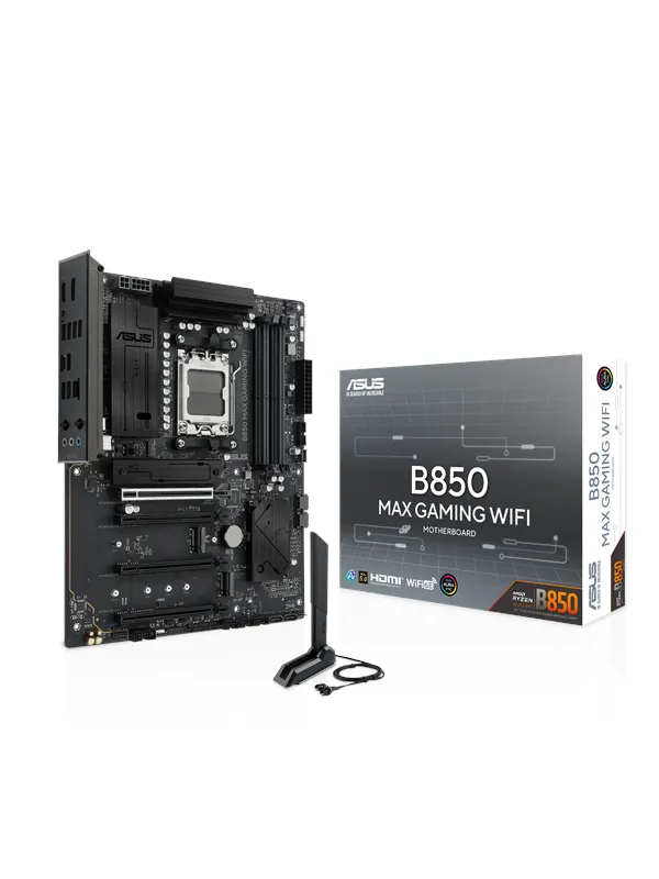 ASUS B850 MAX GAMING WIFI Hovedkort - AMD B850 - AMD AM5 socket - DDR5 RAM - ATX