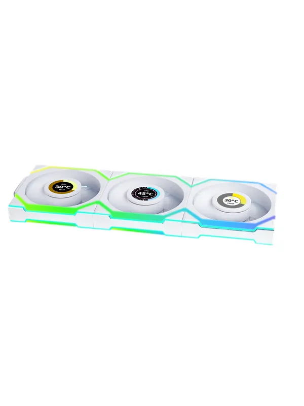 Lian Li UNI FAN SL Wireless LCD (3-pack) White - Kabinettvifte - 120mm - Hvit - 29 dBA