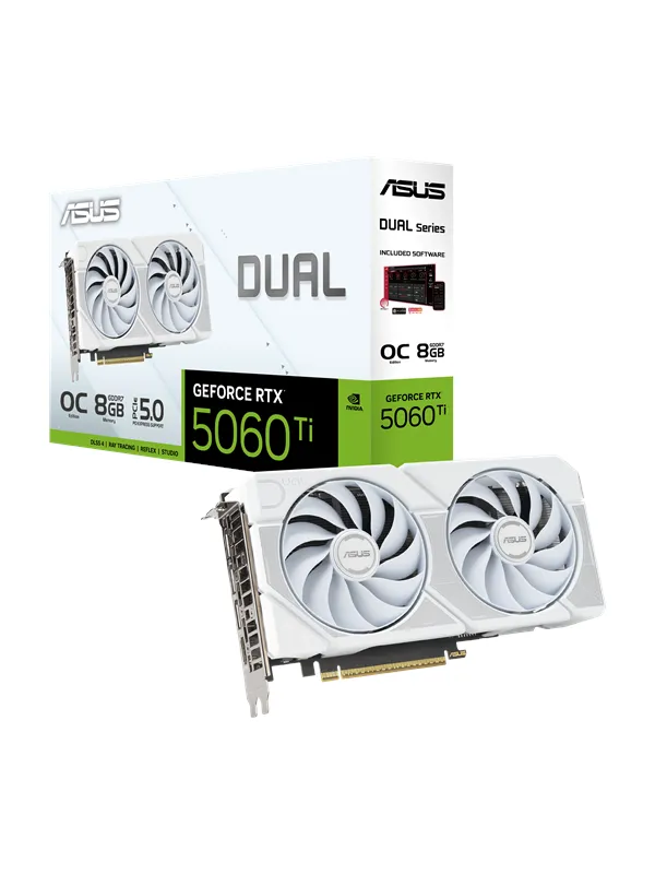 ASUS GeForce RTX 5060 Ti DUAL OC White - 8GB GDDR7 RAM - Grafikkort