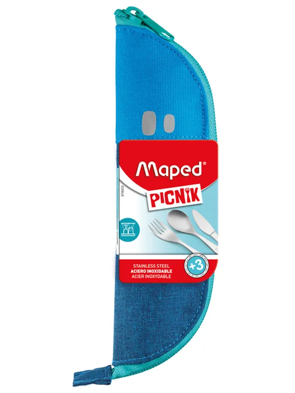 Maped Picnik Kids collection Cutlery case parts in Stainless steel. 3 pcs.