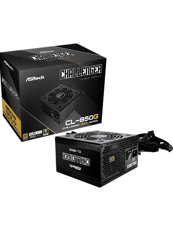 ASRock CL-850G Strømforsyning (PSU) - 850 Watt - 120 mm - ATX 3.1 - 80 Plus Gold sertifisert