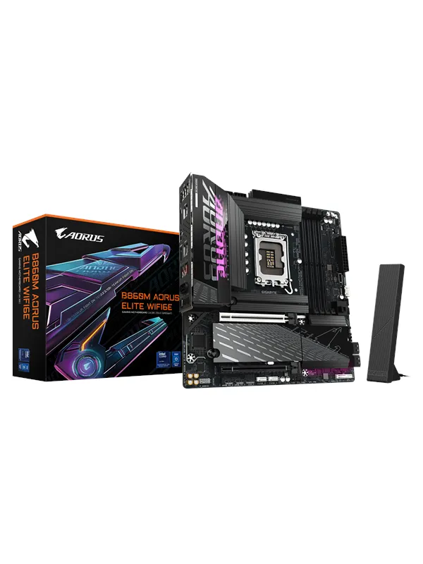 GIGABYTE B860M AORUS ELITE WIFI6E Hovedkort - Intel B860 - Intel LGA1851 socket - DDR5 RAM - Micro-ATX