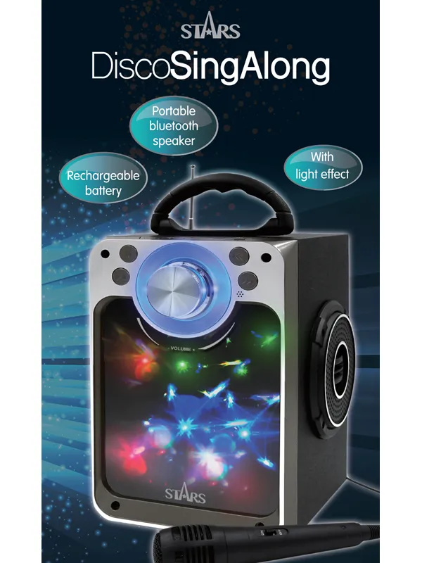 Stars Karaoke Machine with Blue Tooth Disco LED light Black