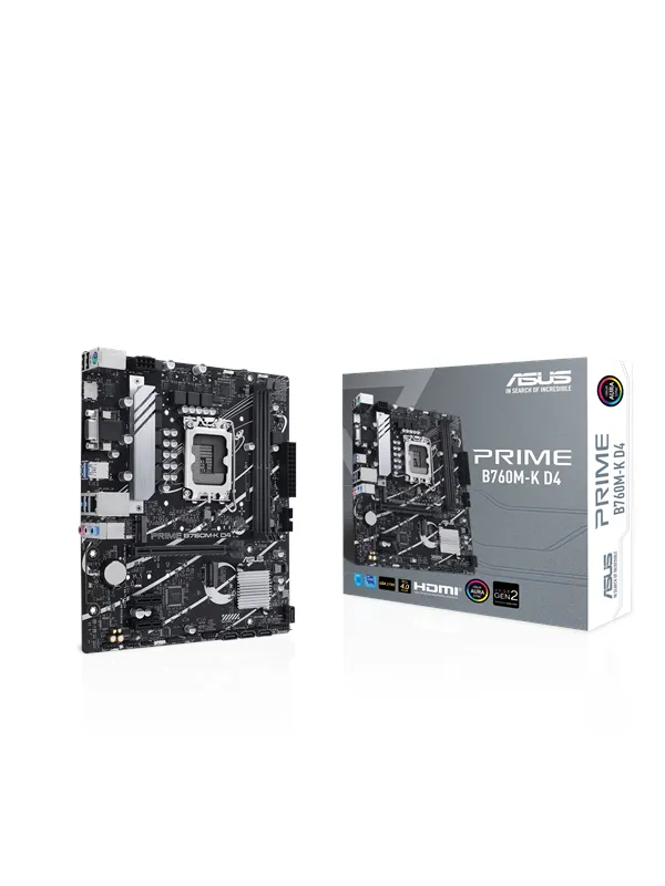 ASUS PRIME B760M-K D4 Hovedkort - Intel B760 - Intel LGA1700 socket - DDR4 RAM - Micro-ATX