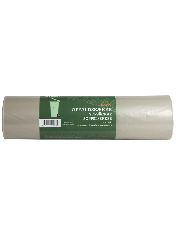 G.Funder Container garbage bags for 240 liter container clear plastic 10 bags per roll - standard quality