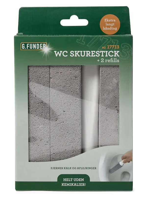 G.Funder WC scrubbing stick with extra long handle and 2 refills (in colorbox)
