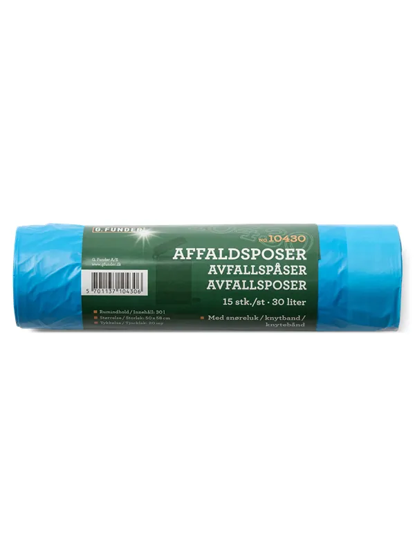 G.Funder Garbage bags with drawstring 30 liters blue
