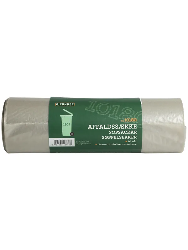 G.Funder Container garbage bags for 180 liter container clear plastic 10 bags per roll - standard quality