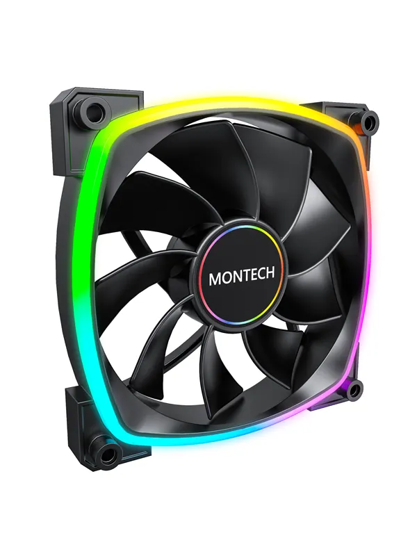 Montech RX140 PWM BK - Reverse - Kabinettvifte - 140mm - Svart med RGB LED-lys - 28 dBA