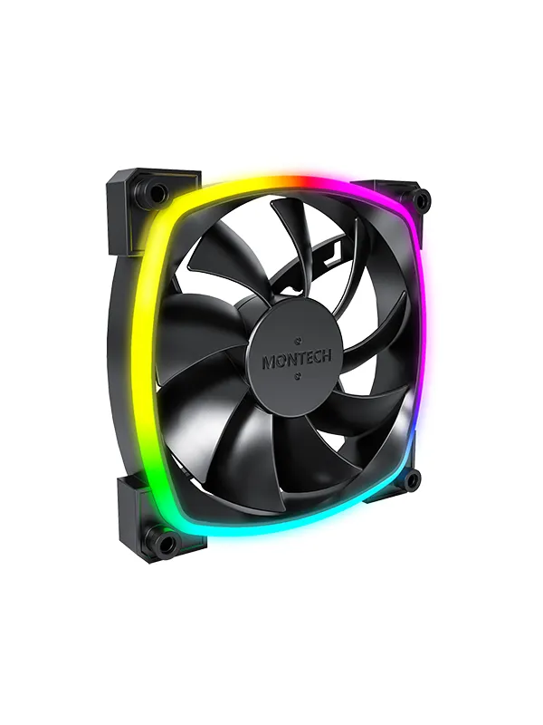 Montech AX120 PWM BK - Kabinettvifte - 120mm - Svart med RGB LED-lys - 27 dBA