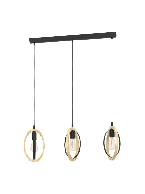 EGLO BASILDON long table pendant black/wood