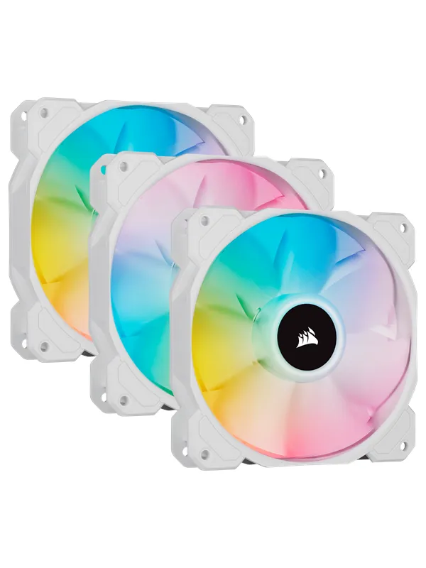 Corsair iCUE SP120 RGB Elite Performance White - Kit with iCUE Lighting Node CORE - Kabinettvifte - 120mm - Hvit med RGB-lys - 27 dBA