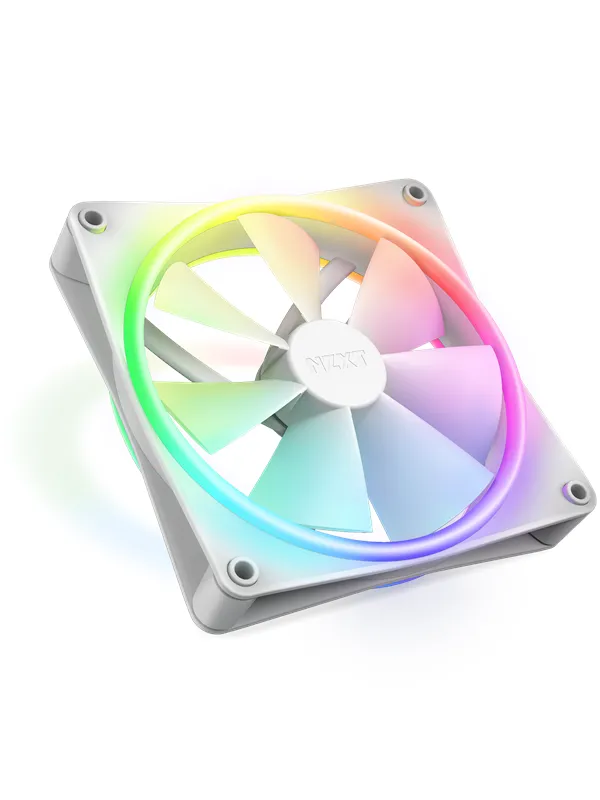 NZXT F140 RGB DUO - White - Kabinettvifte - 140mm - Hvit med RGB-lys - 36 dBA